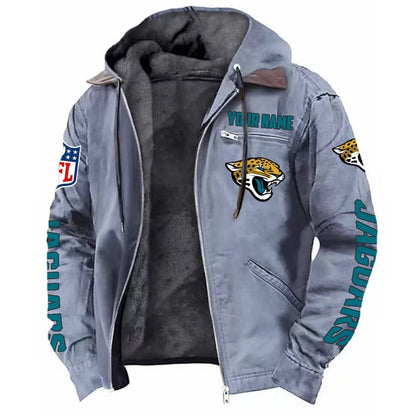 LIMITED EDITION - NEW CUSTOMIZED NFL30 JSJ JACKSONVILLE JAGUARS HOODED CARDIGAN JACKET