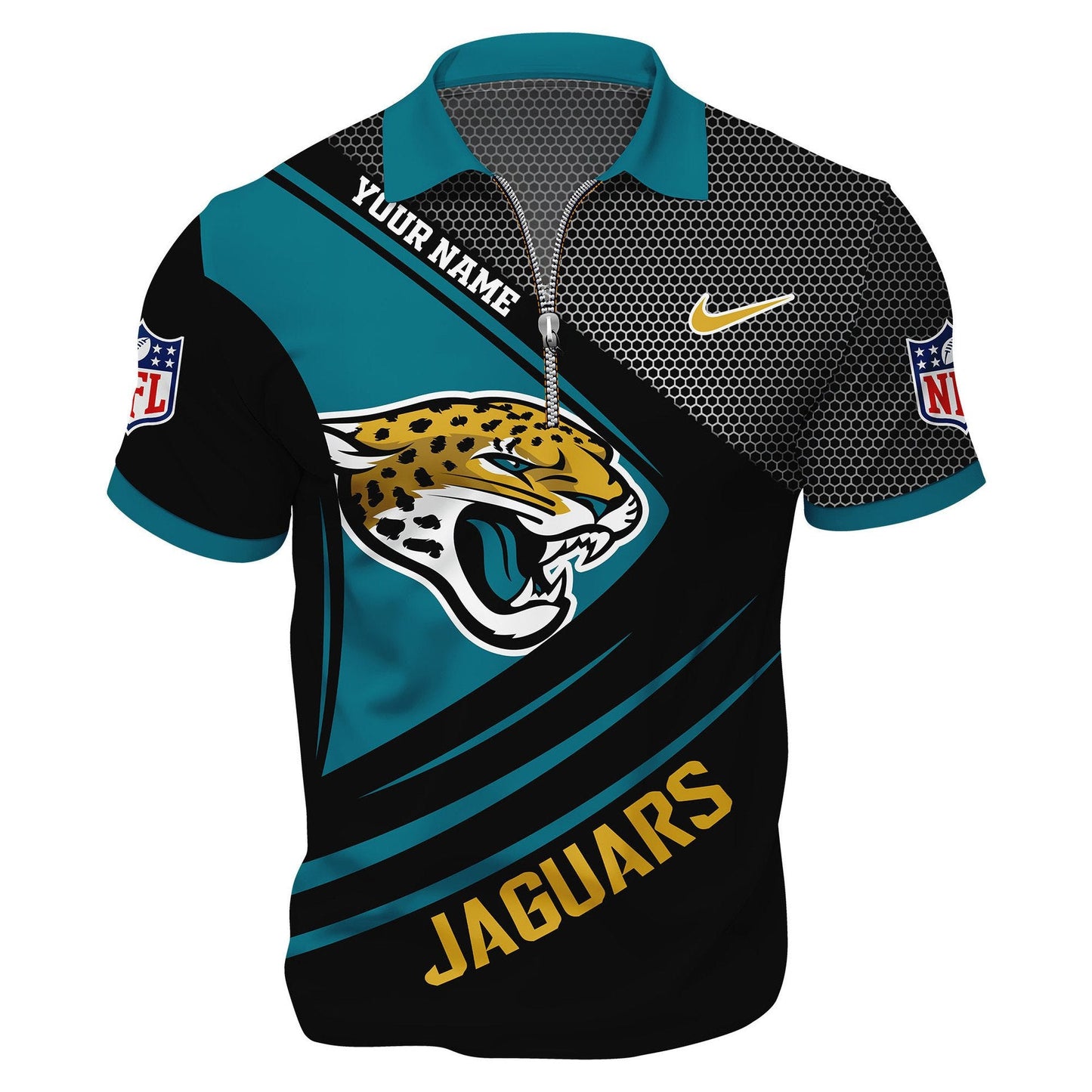 LIMITED EDITION - NEW CUSTOMIZED NFL30 JSJ JACKSONVILLE JAGUARS HARLEY-DAVIDSON POLO WITH ZIPPER SHIRT