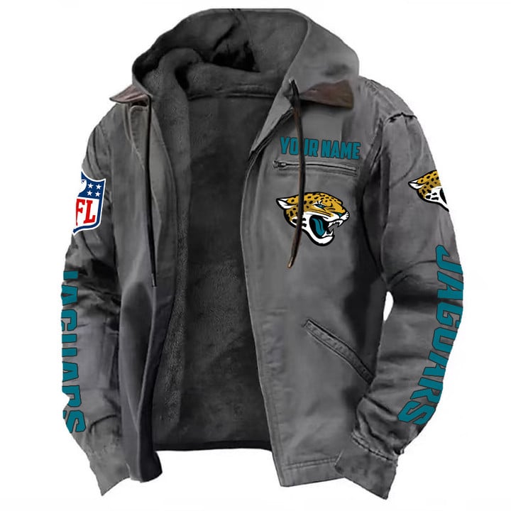 LIMITED EDITION - NEW CUSTOMIZED NFL30 JSJ JACKSONVILLE JAGUARS HOODED CARDIGAN JACKET