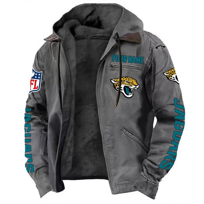 LIMITED EDITION - NEW CUSTOMIZED NFL30 JSJ JACKSONVILLE JAGUARS HOODED CARDIGAN JACKET