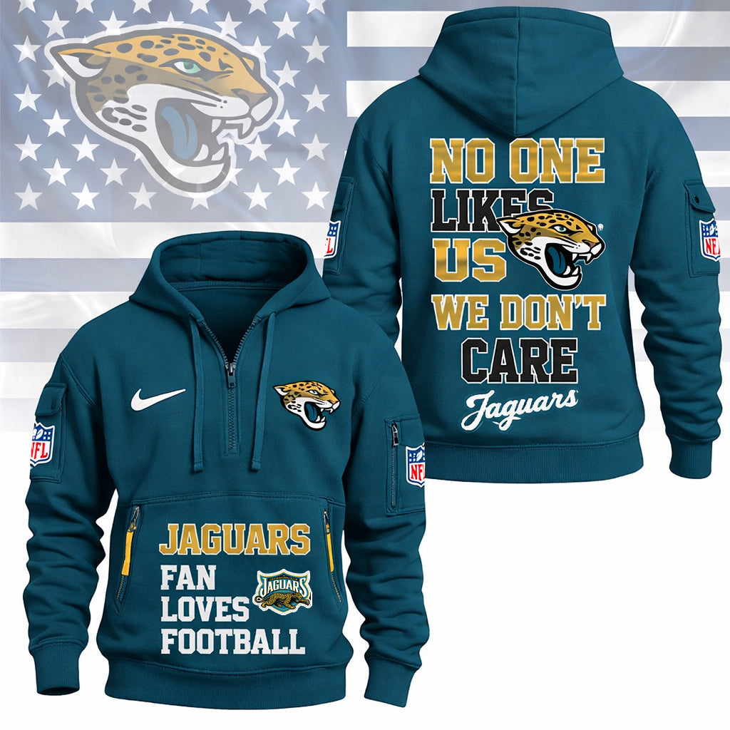 LIMITED EDITION - NEW CUSTOMIZED NFL30 JSJ JACKSONVILLE JAGUARS QUARTER ZIP HOODIE