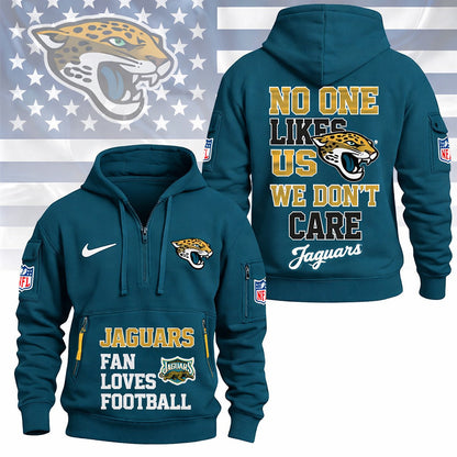 LIMITED EDITION - NEW CUSTOMIZED NFL30 JSJ JACKSONVILLE JAGUARS QUARTER ZIP HOODIE
