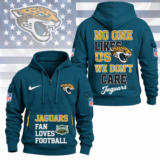 LIMITED EDITION - NEW CUSTOMIZED NFL30 JSJ JACKSONVILLE JAGUARS QUARTER ZIP HOODIE