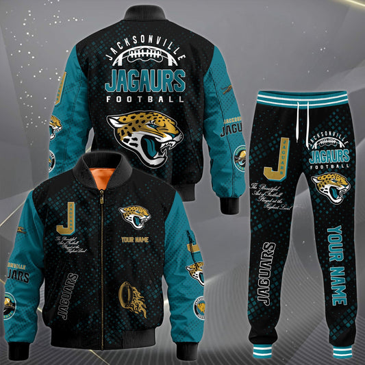 LIMITED EDITION - NEW CUSTOMIZED NFL30 JSJ JACKSONVILLE JAGUARS SATIN VARSITY JACKET & LONG PANTS