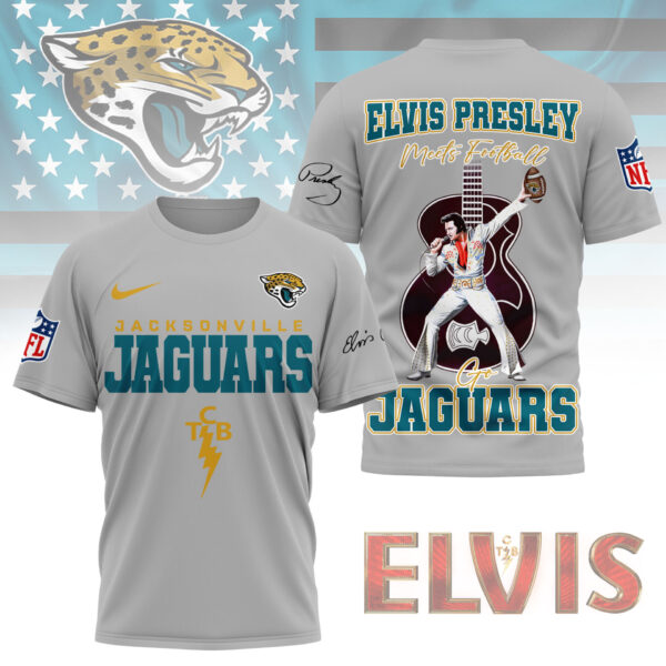 LIMITED EDITION - NEW CUSTOMIZED NFL30 JSJ JACKSONVILLE JAGUARS X ELVIS PRESLEY FAN 3D SHIRT