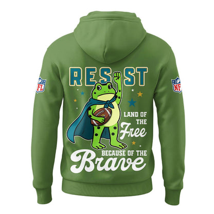 LIMITED EDITION - NEW CUSTOMIZED NFL30 JSJ JACKSONVILLE JAGUARS LAND OF THE FREE BRAVE T-SHIRT, POLO, HOODIE & JACKETS