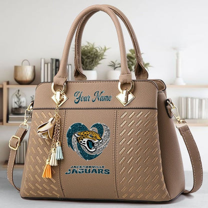 LIMITED EDITION - NEW CUSTOMIZED NFL30 JSJ JACKSONVILLE JAGUARS ZIP HANDBAG MULTICOLOR