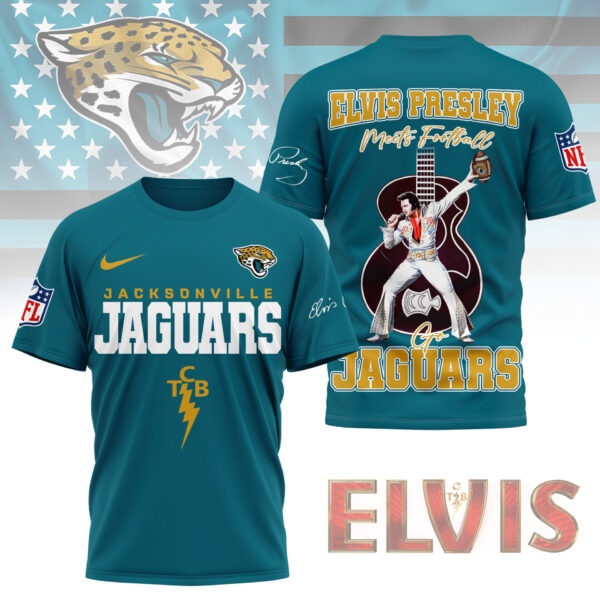 LIMITED EDITION - NEW CUSTOMIZED NFL30 JSJ JACKSONVILLE JAGUARS X ELVIS PRESLEY FAN 3D SHIRT