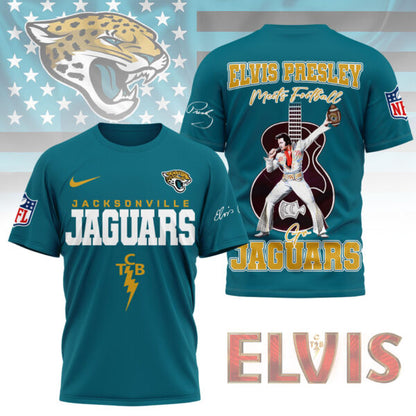 LIMITED EDITION - NEW CUSTOMIZED NFL30 JSJ JACKSONVILLE JAGUARS X ELVIS PRESLEY FAN 3D SHIRT