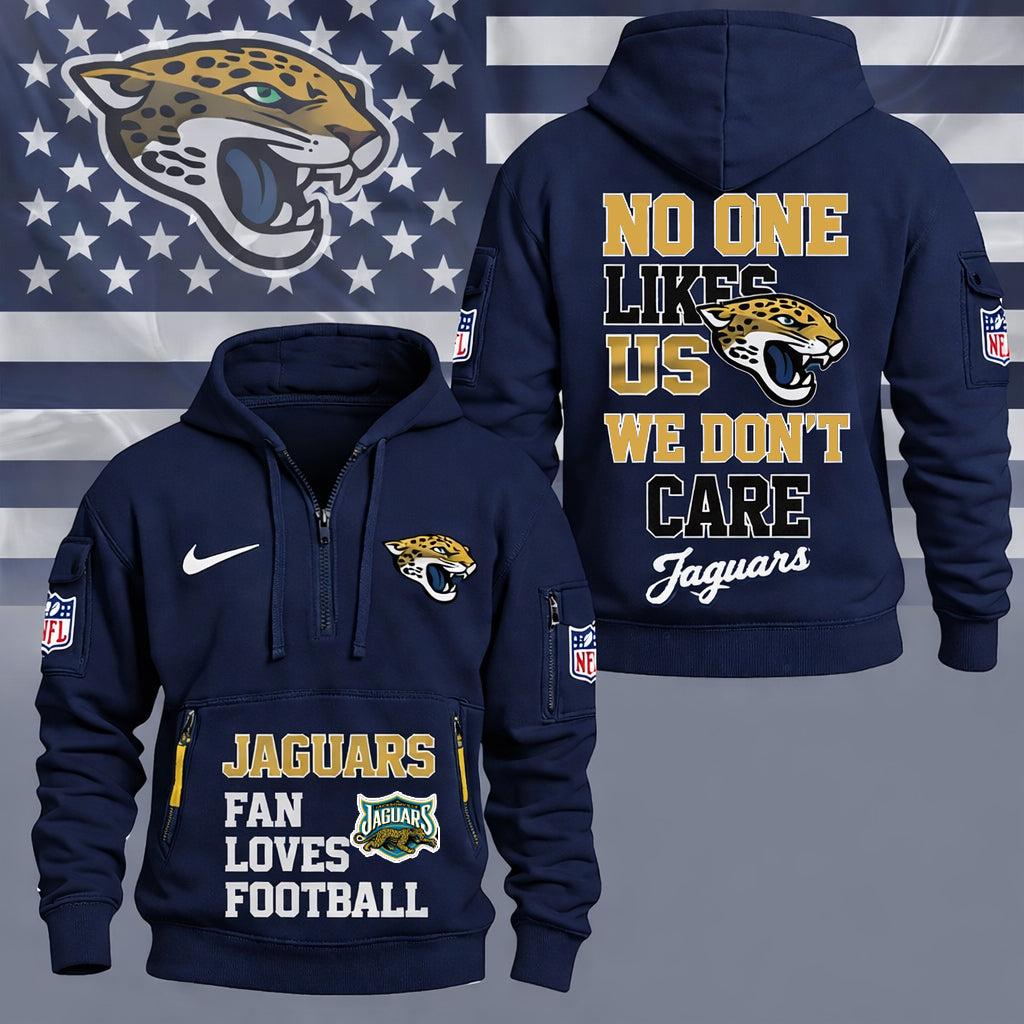 LIMITED EDITION - NEW CUSTOMIZED NFL30 JSJ JACKSONVILLE JAGUARS QUARTER ZIP HOODIE