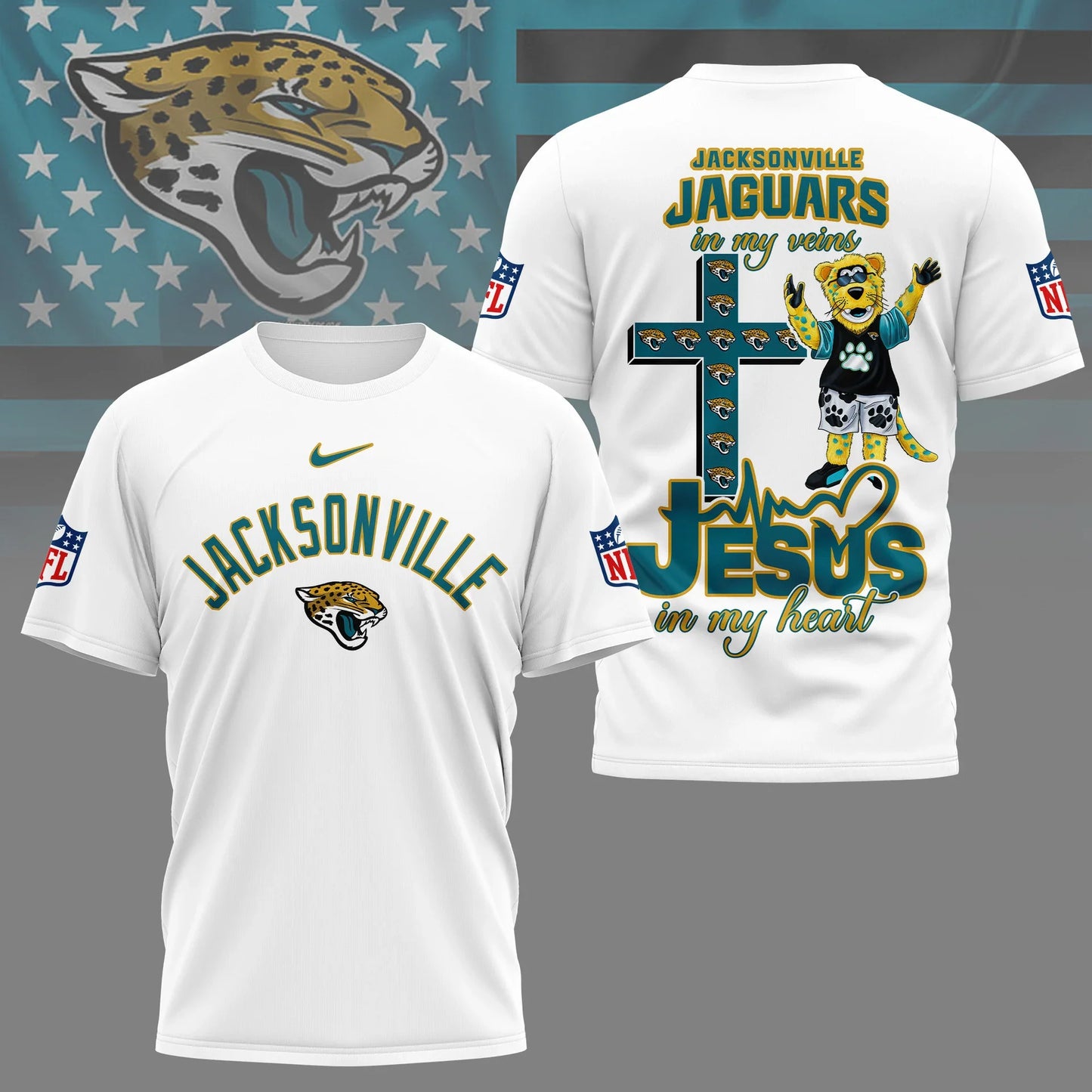 LIMITED EDITION - NEW CUSTOMIZED NFL30 JSJ JACKSONVILLE JAGUARS T-SHIRT | MULTIPLE COLORS AVAILABLE