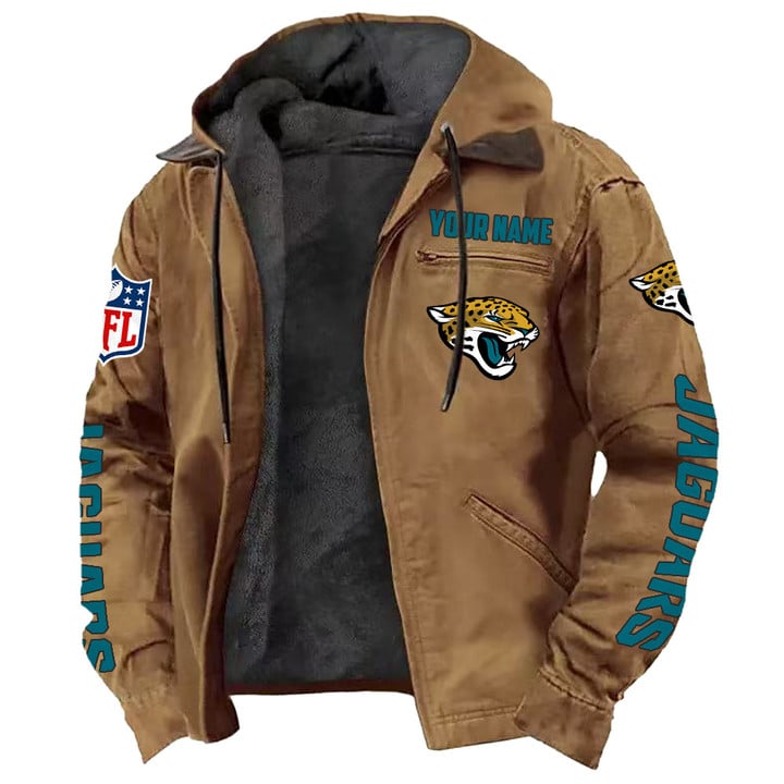 LIMITED EDITION - NEW CUSTOMIZED NFL30 JSJ JACKSONVILLE JAGUARS HOODED CARDIGAN JACKET