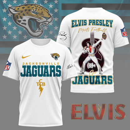 LIMITED EDITION - NEW CUSTOMIZED NFL30 JSJ JACKSONVILLE JAGUARS X ELVIS PRESLEY FAN 3D SHIRT