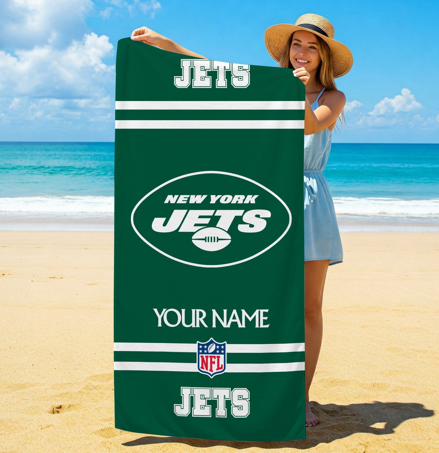 LIMITED EDITION - NEW CUSTOMIZED NFL25 NYJ NEW YORK JETS BEACH & BATH TOWEL (KIDS & ADULTS)