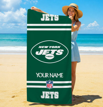 LIMITED EDITION - NEW CUSTOMIZED NFL25 NYJ NEW YORK JETS BEACH & BATH TOWEL (KIDS & ADULTS)