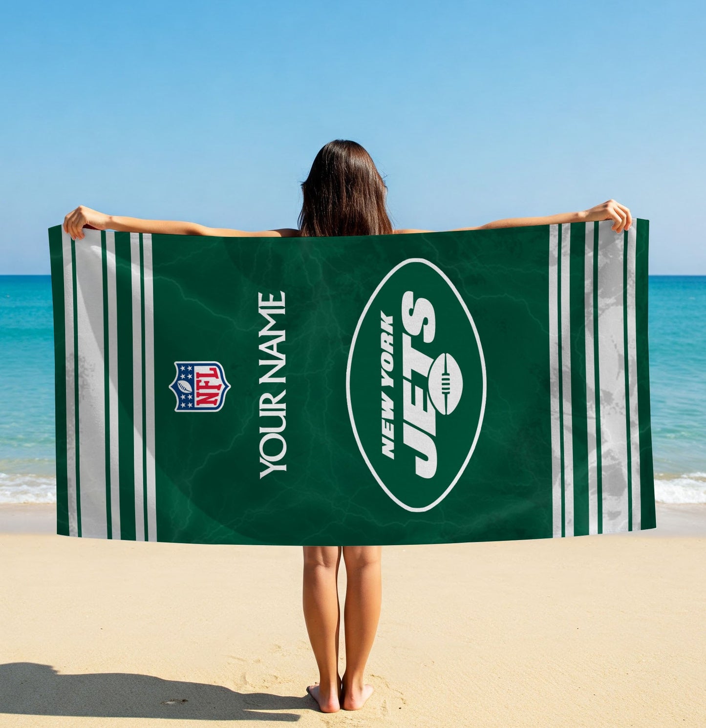 LIMITED EDITION - NEW CUSTOMIZED NFL25 NYJ NEW YORK JETS BEACH & BATH TOWEL (KIDS & ADULTS)
