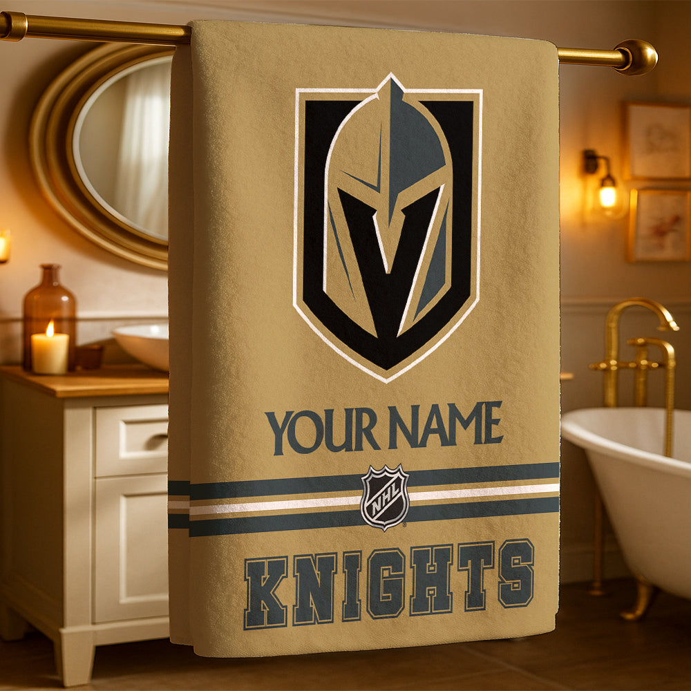 LIMITED EDITION - NEW CUSTOMIZED NHL04 VGK VEGAS GOLDEN KNIGHTS BEACH & BATH TOWEL