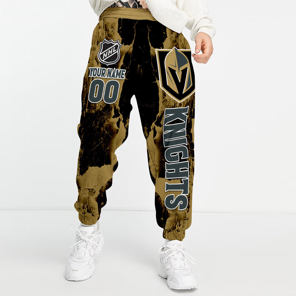 LIMITED EDITION - NEW CUSTOMIZED NHL04 VGK VEGAS GOLDEN KNIGHTS LONG PANTS