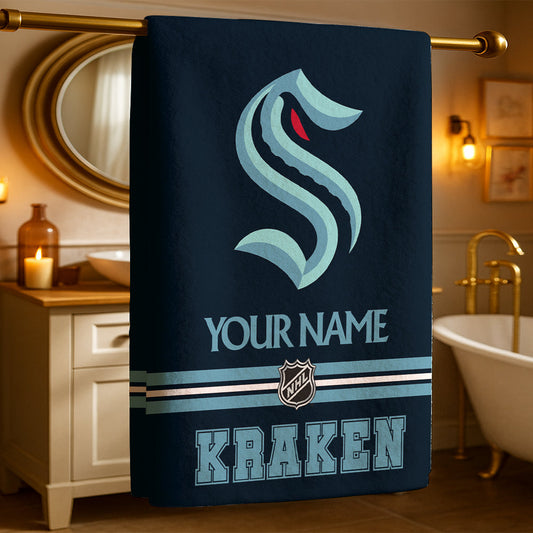 LIMITED EDITION - NEW CUSTOMIZED NHL20 STK SEATTLE KRAKEN BEACH & BATH TOWEL