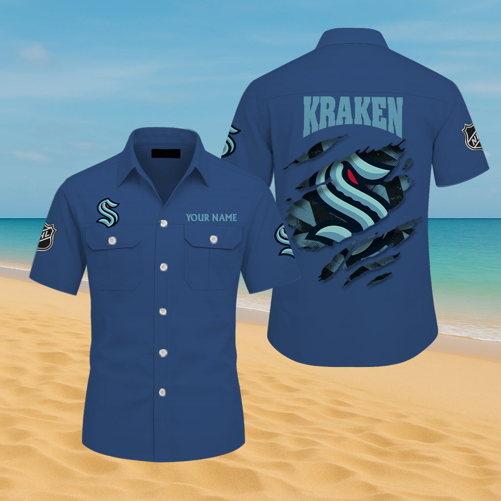 LIMITED EDITION - NEW CUSTOMIZED NHL20 STK SEATTLE KRAKEN CARGO SHIRT