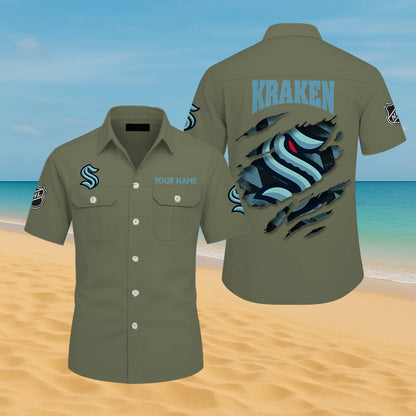 LIMITED EDITION - NEW CUSTOMIZED NHL20 STK SEATTLE KRAKEN CARGO SHIRT