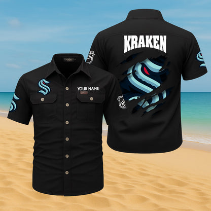 LIMITED EDITION - NEW CUSTOMIZED NHL20 STK SEATTLE KRAKEN CARGO SHIRT