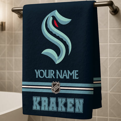 LIMITED EDITION - NEW CUSTOMIZED NHL20 STK SEATTLE KRAKEN BEACH & BATH TOWEL