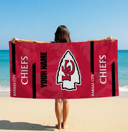 LIMITED EDITION - NEW CUSTOMIZED NFL01 KCC KANSAS CITY CHIEFS BEACH & BATH TOWEL
