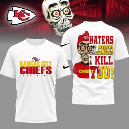 LIMITED EDITION - NEW CUSTOMIZED NFL01 KCC KANSAS CITY CHIEFS HATERS SILENCE I KILL YOU SHIRT