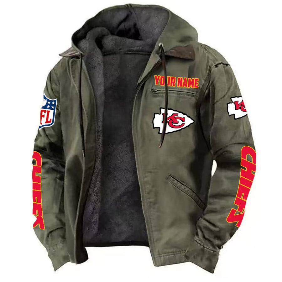 LIMITED EDITION - NEW CUSTOMIZED NFL01 KCC KANSAS CITY CHIEFS HOODED CARDIGAN JACKET