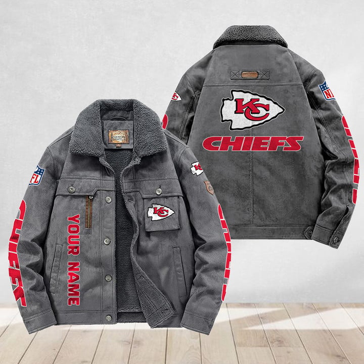 LIMITED EDITION - NEW CUSTOMIZED NFL01 KCC KANSAS CITY CHIEFS FLEECE JACKET