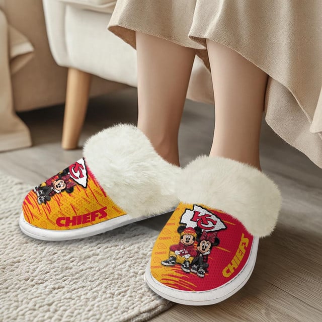 LIMITED EDITION - NEW CUSTOMIZED NFL01 KCC KANSAS CITY CHIEFS COTTON SLIPPERS