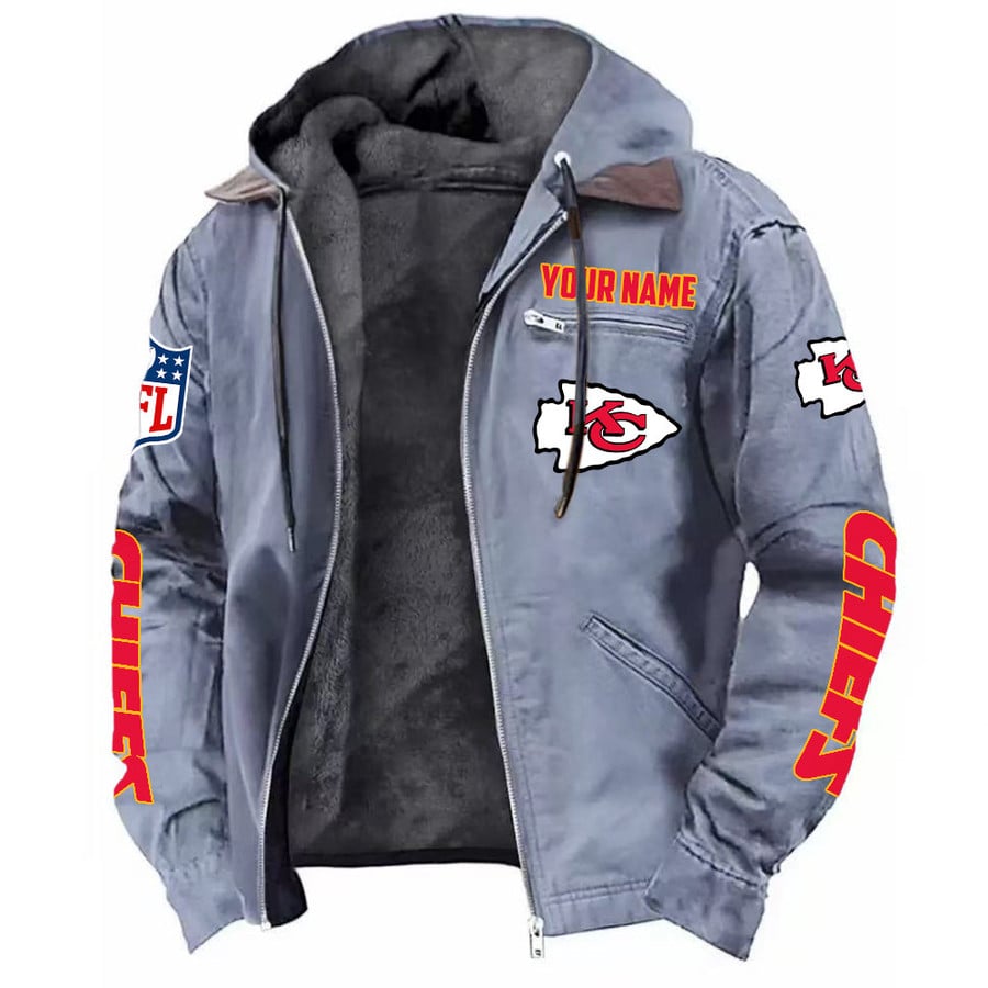 LIMITED EDITION - NEW CUSTOMIZED NFL01 KCC KANSAS CITY CHIEFS HOODED CARDIGAN JACKET