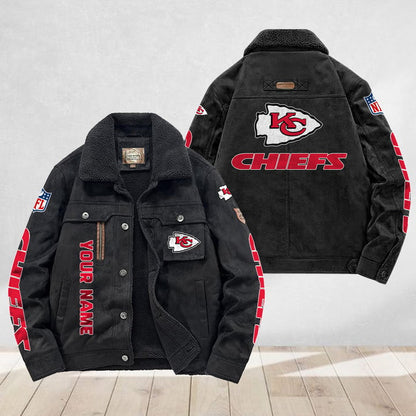 LIMITED EDITION - NEW CUSTOMIZED NFL01 KCC KANSAS CITY CHIEFS FLEECE JACKET