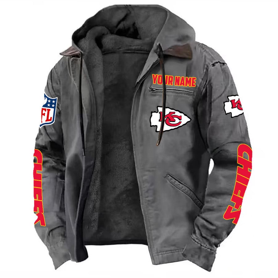 LIMITED EDITION - NEW CUSTOMIZED NFL01 KCC KANSAS CITY CHIEFS HOODED CARDIGAN JACKET