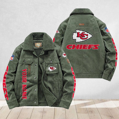 LIMITED EDITION - NEW CUSTOMIZED NFL01 KCC KANSAS CITY CHIEFS FLEECE JACKET