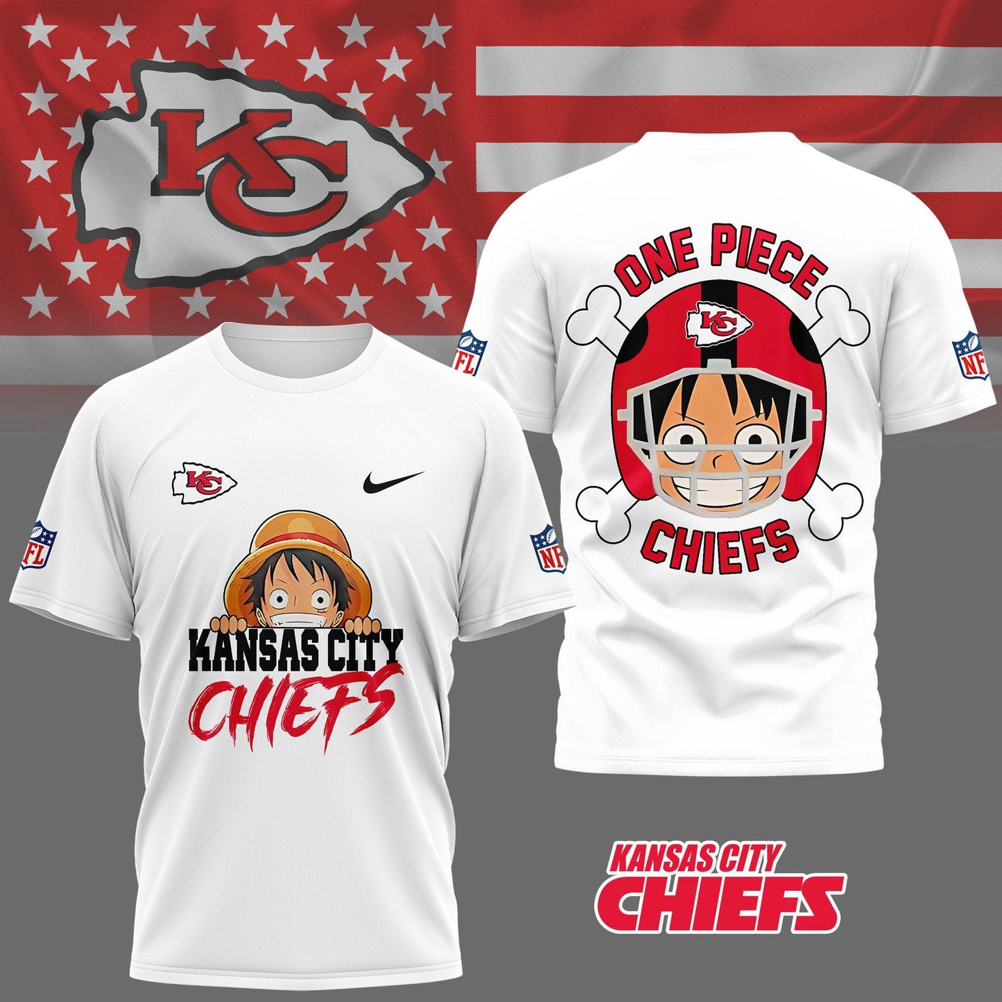 LIMITED EDITION - NEW CUSTOMIZED NFL01 KCC KANSAS CITY CHIEFS ONE PIECE FAN 3D SHIRT