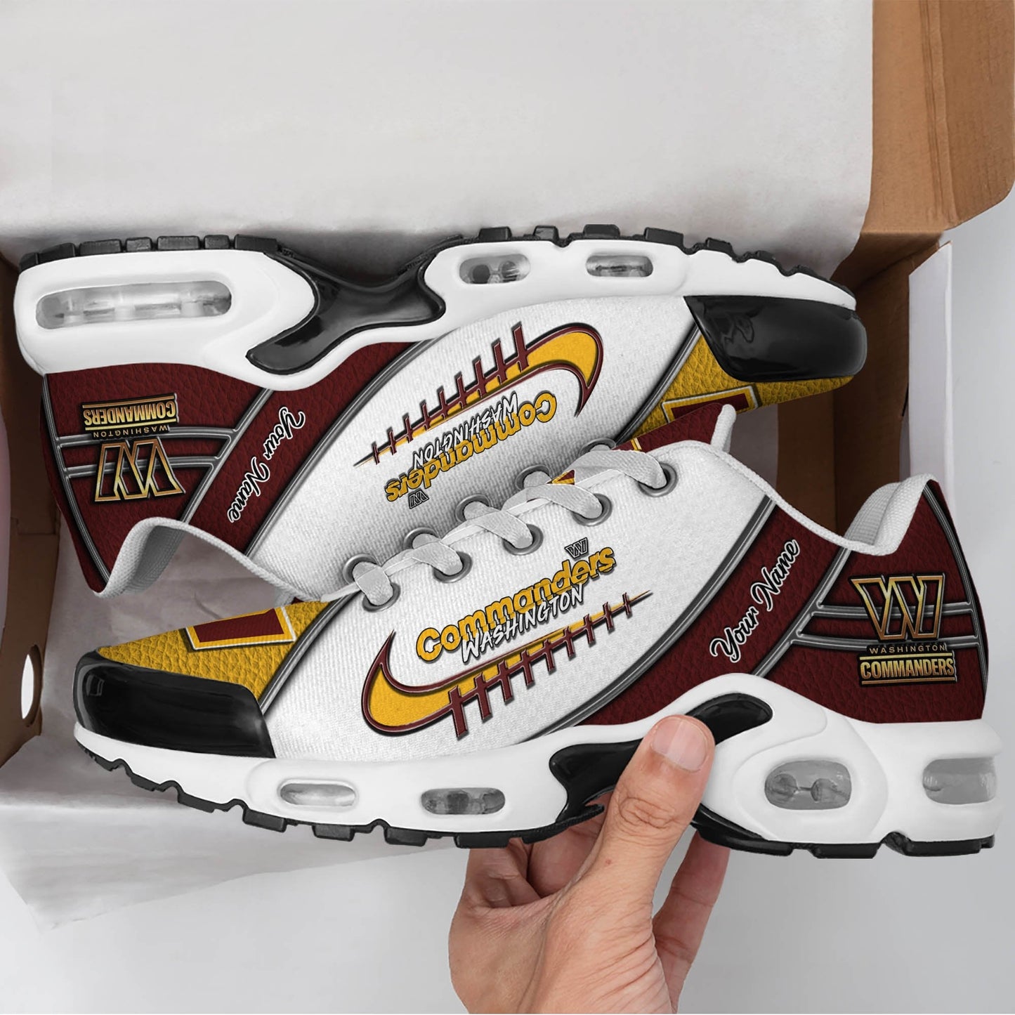 LIMITED EDITION - NEW CUSTOMIZED NFL01 KCC KANSAS CITY CHIEFS UNISEX AIR MAX PLUS SNEAKERS
