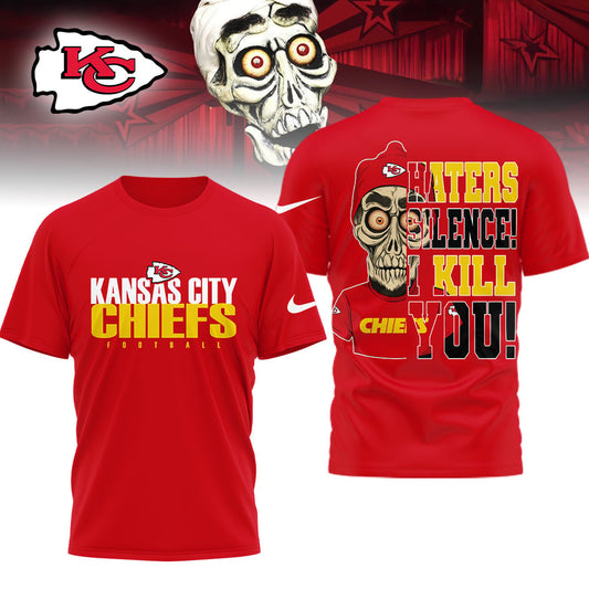 LIMITED EDITION - NEW CUSTOMIZED NFL01 KCC KANSAS CITY CHIEFS HATERS SILENCE I KILL YOU SHIRT