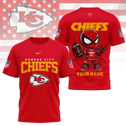 LIMITED EDITION - NEW CUSTOMIZED NFL01 KCC KANSAS CITY CHIEFS SPIDER HERO 3D SHIRT