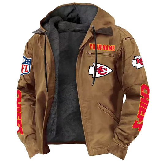 LIMITED EDITION - NEW CUSTOMIZED NFL01 KCC KANSAS CITY CHIEFS HOODED CARDIGAN JACKET