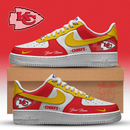 LIMITED EDITION - NEW CUSTOMIZED NFL01 KCC KANSAS CITY CHIEFS AF1 SNEAKERS