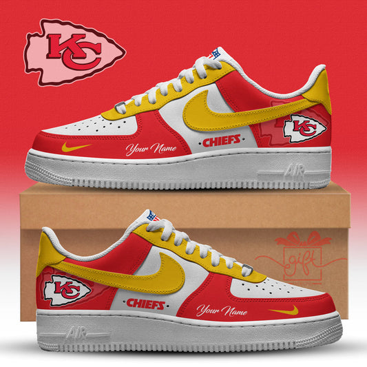 LIMITED EDITION - NEW CUSTOMIZED NFL01 KCC KANSAS CITY CHIEFS AF1 SNEAKERS