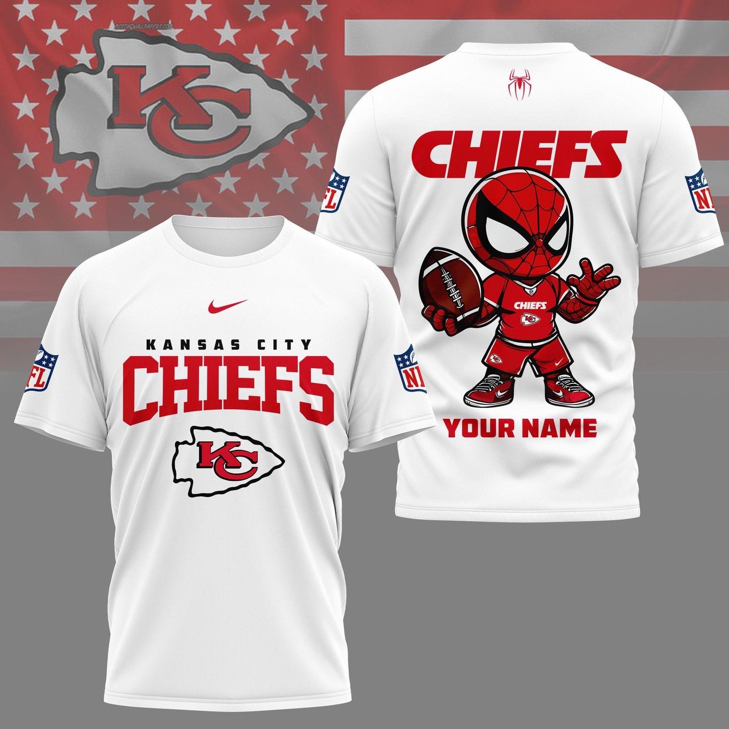 LIMITED EDITION - NEW CUSTOMIZED NFL01 KCC KANSAS CITY CHIEFS SPIDER HERO 3D SHIRT