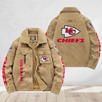 LIMITED EDITION - NEW CUSTOMIZED NFL01 KCC KANSAS CITY CHIEFS FLEECE JACKET