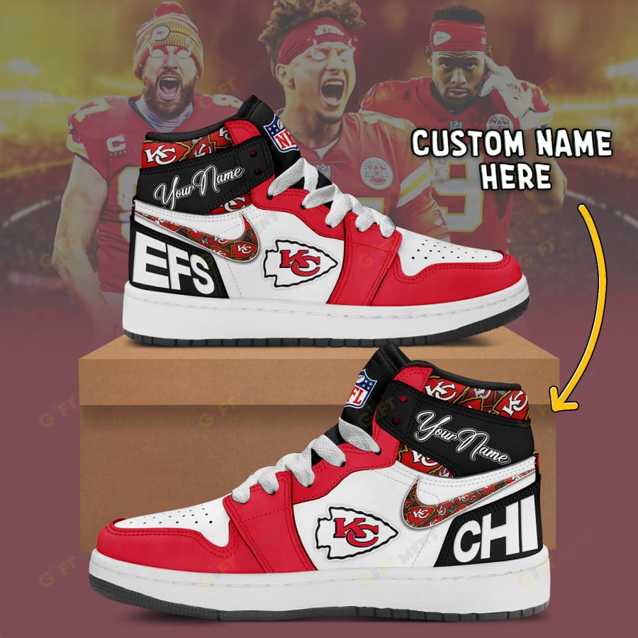 LIMITED EDITION - NEW CUSTOMIZED NFL01 KCC KANSAS CITY CHIEFS AIR JORDAN 1