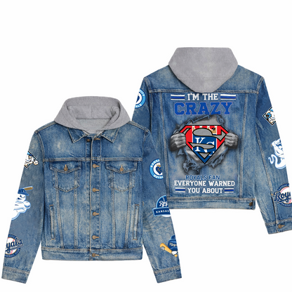 LIMITED EDITION - NEW CUSTOMIZED MLB19 KCR KANSAS CITY ROYALS HOODED DENIM JACKET