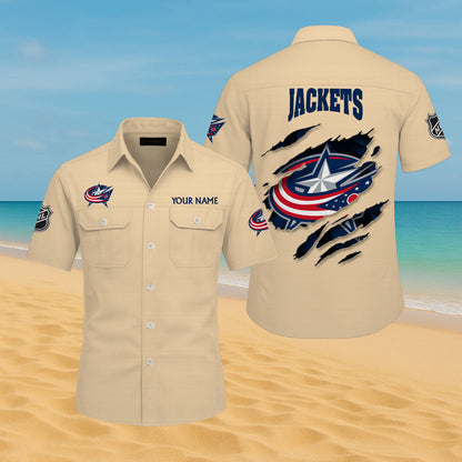 LIMITED EDITION - NEW CUSTOMIZED NHL18 CBJ COLUMBUS BLUE JACKETS CARGO SHIRT