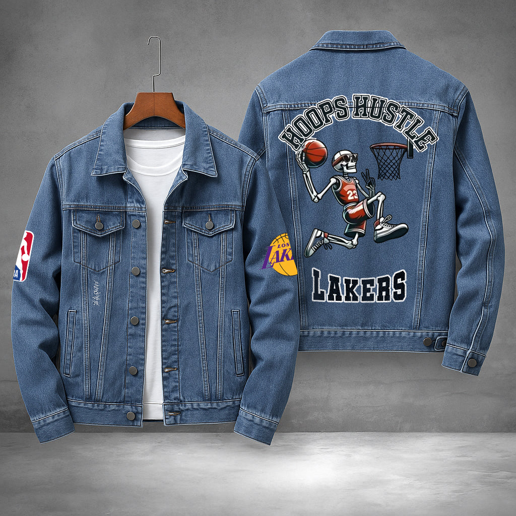 LIMITED EDITION - NEW PREMIUM NBA09 LL LOS ANGELES LAKERS DENIM JACKET