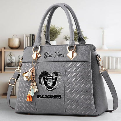LIMITED EDITION - NEW CUSTOMIZED NFL07 LVR LAS VEGAS RAIDERS ZIP HANDBAG MULTICOLOR